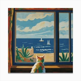 Cat Looking Out The Window 8 Canvas Print