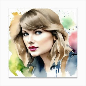 Watercolor Portrait Of Taylor Swift Canvas Print