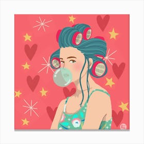 Retro Chic Bubblegum Babe Canvas Print