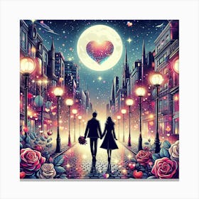 Valentines cobblestone brick road Canvas Print