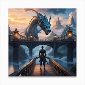 Man standing in front of a dragon Canvas Print