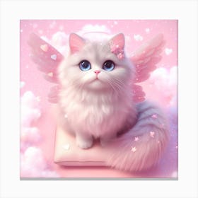 Cute Fluffy Angel Cat  Canvas Print