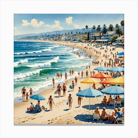 California Beach - watercolor Canvas Print