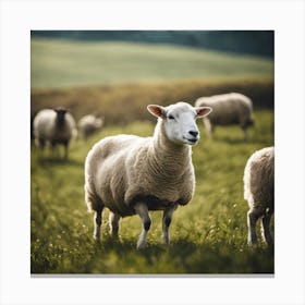 Sheep In A Field 2 Canvas Print