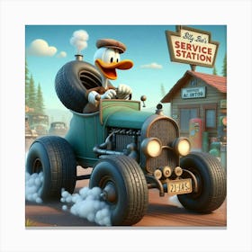 Donald Duck In A Car 2 Canvas Print