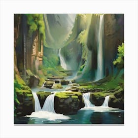 Waterfall In The Forest Canvas Print