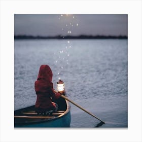 Girl In A Canoe Canvas Print