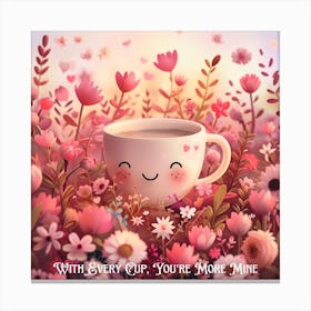 Love Coffee Cup Valentine Canvas Print