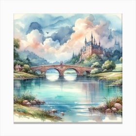 Watercolor Of A Castle Canvas Print