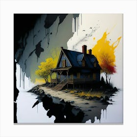 Colored House Ink Painting (92) Canvas Print