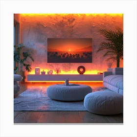 Living Room With Tv Canvas Print
