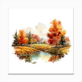 Watercolor Autumn Landscape 32 Canvas Print