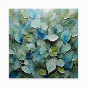 Fan of green-blue transparent leaves 1 Canvas Print
