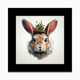 Rabbit With Flowers Canvas Print