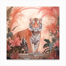 Tiger 7 Pink Jungle Animal Portrait Canvas Print