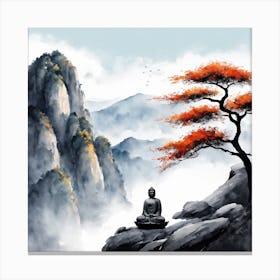 Buddha Painting Landscape (18) Canvas Print