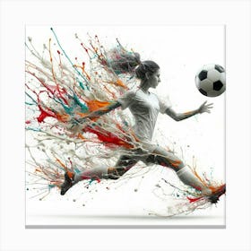 Soccer Player With Paint Splashes Canvas Print