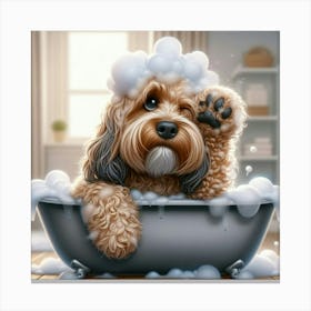 Dog In The Bath Canvas Print