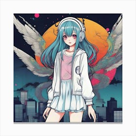 Anime Girl With Wings Canvas Print