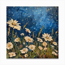 Daisies At Night 2 Canvas Print