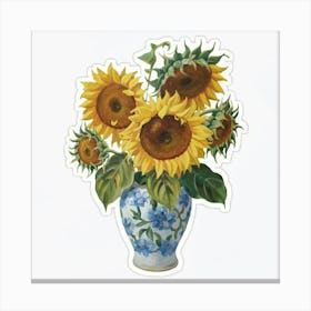 Oil Painting Of Sunflowers In Decorative Ceramic 1 Canvas Print