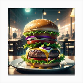 Burger In A Restaurant 7 Canvas Print