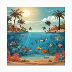 Default Aquarium With Coral Fishsome Shark Fishes View From Th 0 (1) Canvas Print
