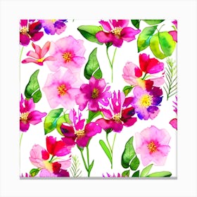 Watercolor Flowers Seamless Pattern Canvas Print