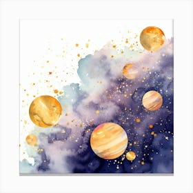 Watercolor Of Planets Canvas Print