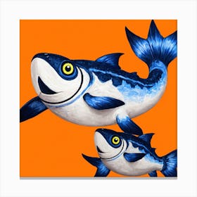 Two Fish On An Orange Background Canvas Print