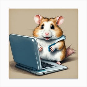 Hamster On A Laptop 5 Canvas Print