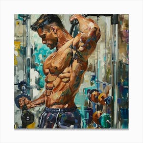 A Gym Workout Oil Painting Illustration 1718674140 1 Canvas Print