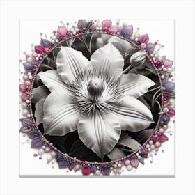 Clematis embroidered with beads 3 Canvas Print