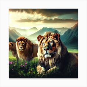 Lions In The Mountains Canvas Print