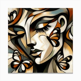 Colourful Female Portrait with Butterfly Abstract 4 Canvas Print