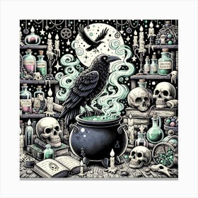 Crow In The Cauldron Canvas Print