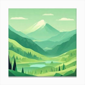 Misty mountains background in green tone 183 Canvas Print