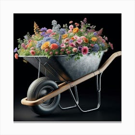 Wheelbarrow With Flowers Canvas Print