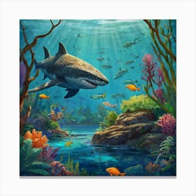 Default Aquarium With Coral Fishsome Shark Fishes View From Th 1 (4) Canvas Print
