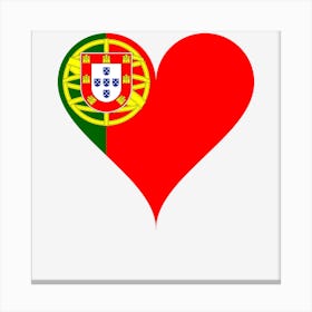 Heart Love Portugal Flag Coat Of Arms Heart Shaped Canvas Print