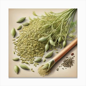 Fennel Seeds flower plants painting art print 1 Canvas Print