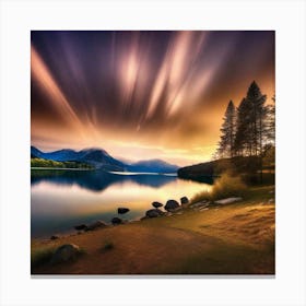 Sunset At Lake Canvas Print