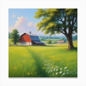 Red Barn In A Field 1 Canvas Print