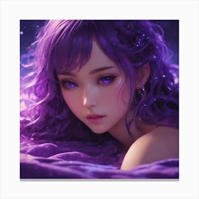 Anime Girl With Purple Hair Canvas Print