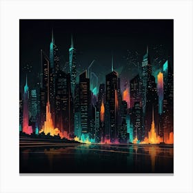 Cityscape At Night 9 Canvas Print