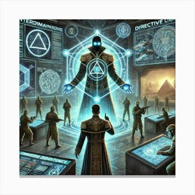 A Depiction Of A Dimensional Overseer Enforcing Sy Canvas Print