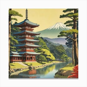 Nara Park Japan Vintage Travel Art 2 Art Print 1 Canvas Print