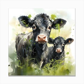 Watercolor Whimsy Cow Portrait Canvas Print