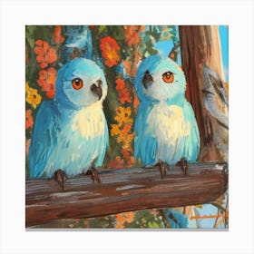 Two Blue Parrots Canvas Print