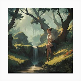 Girl In The Forest 2 Canvas Print